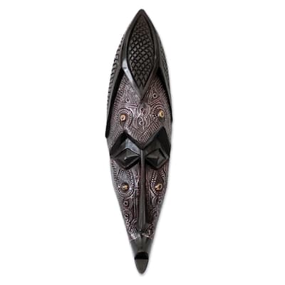 Handmade Sese Wood 'Virgin Girl' African Wall Mask (Ghana)