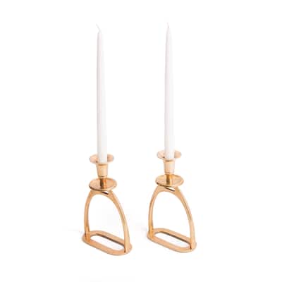 Brushed Brass Candle Holders (Set of 2)