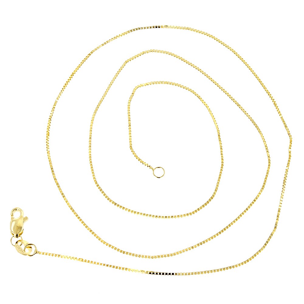 Lobster Claw Clasp Diamond Cut Box Chain 14 Sterling Silver 1mm Box Chain Necklace