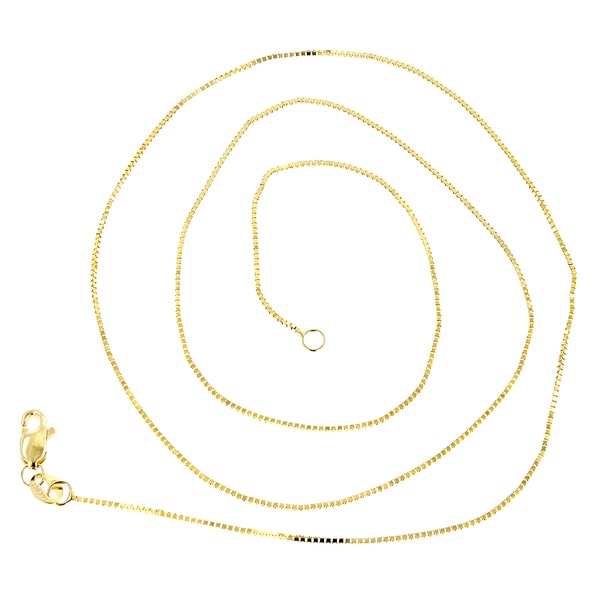 Luxurman Solid 14k Gold 0.6-millimeted Wide Classic Box Chain Lobster-claw Necklace