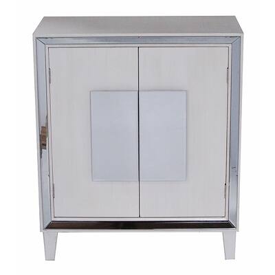 Avery Collection White Wood 2-door Mirrored Library Cabinet
