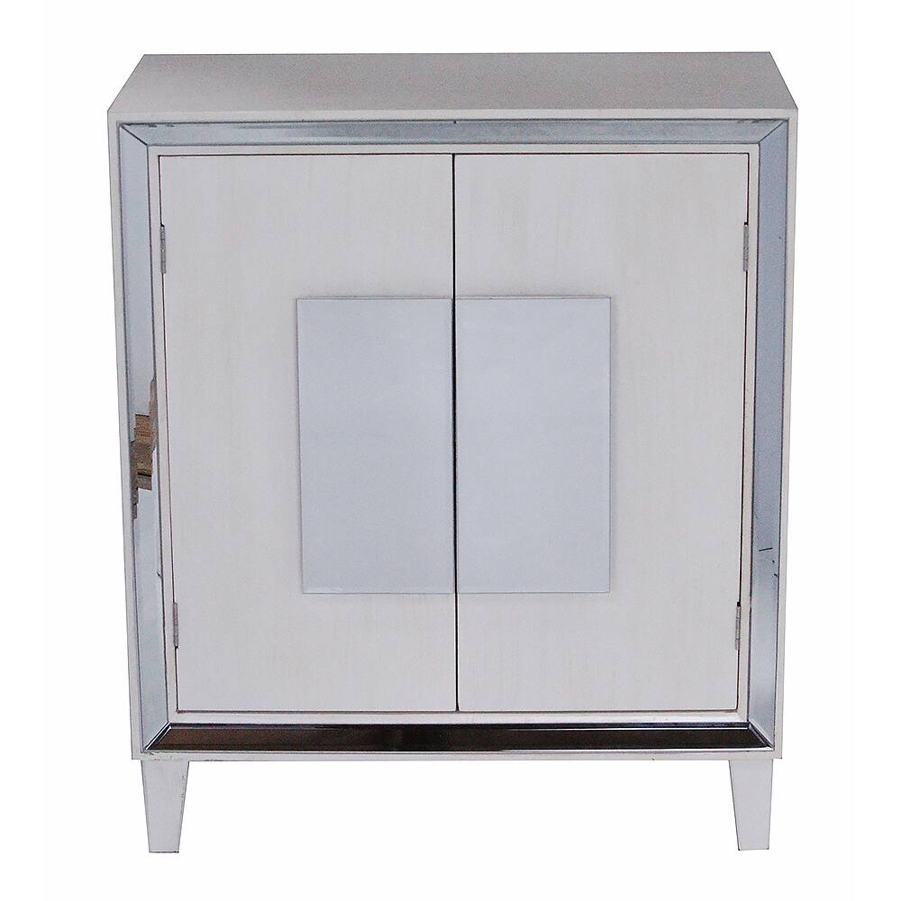 Avery Collection White Wood 2-door Mirrored Library Cabinet