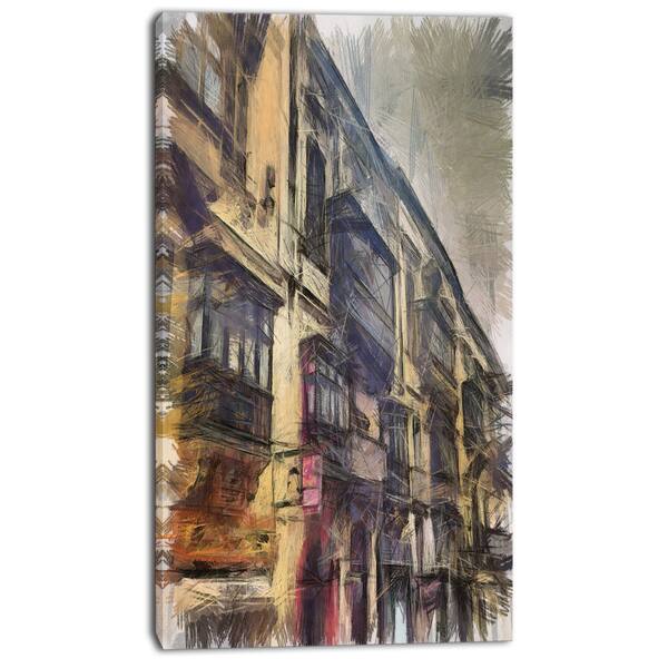 Shop Designart Old City Street Watercolor Painting Large