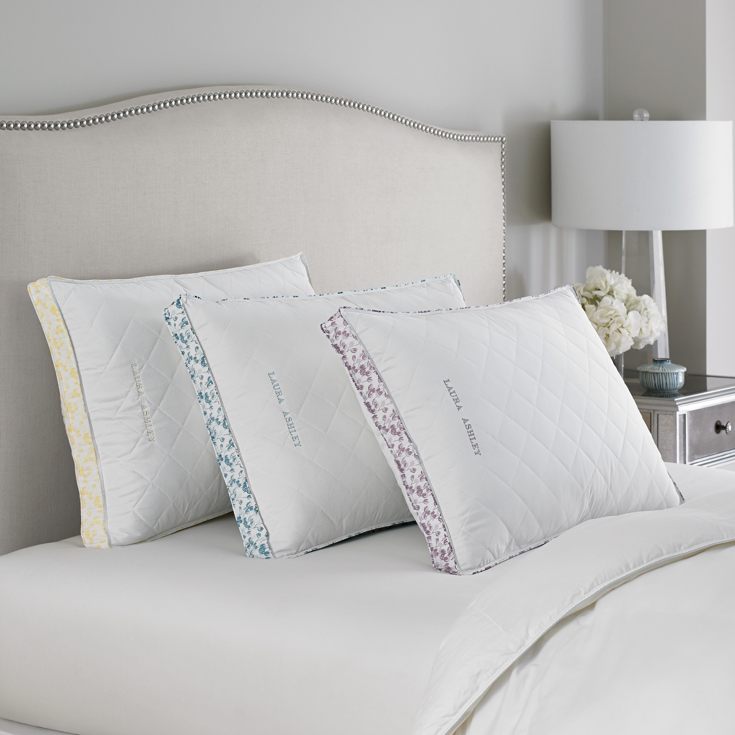 Laura Ashley Ava Down Alternative Microfiber Bed Pillow White