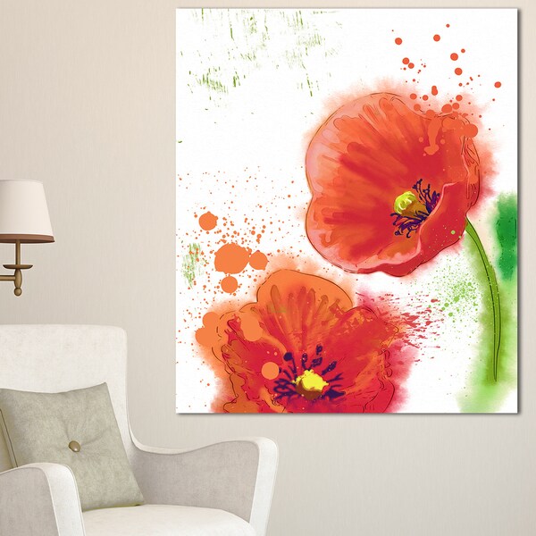 Shop Designart 'Bloomy Red Tulips Watercolor' Flowers Canvas Wall ...