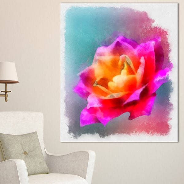 Designart 'Purple Rose Drawing' Floral Canvas Artwork Print | Overstock ...