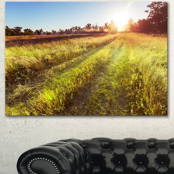 Designart Farm Road In Rural Meadow Landscape Art Print Canvas Green Overstock 13134442