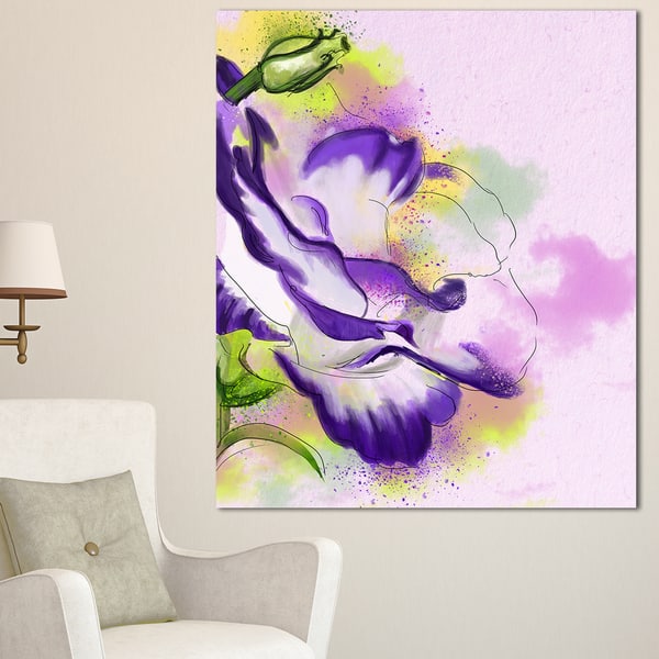 Designart 'Abstract Blue Flower Watercolor' Floral Canvas Artwork Print ...