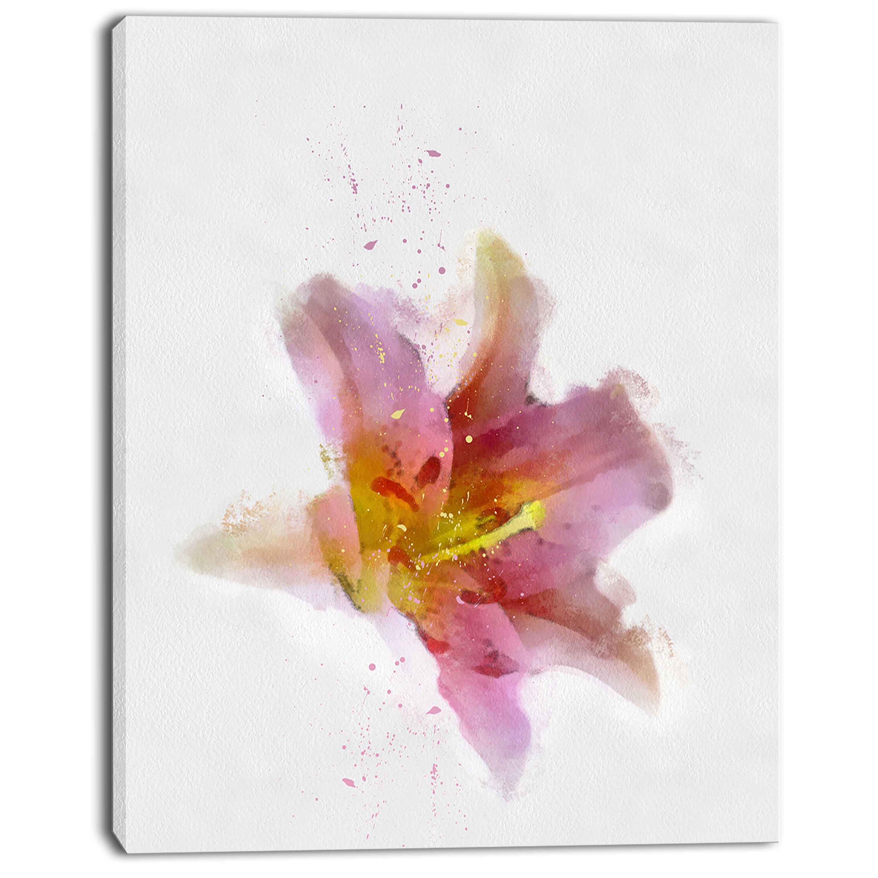Shop Designart Watercolor Pink Lily Flower Sketch Floral Canvas
