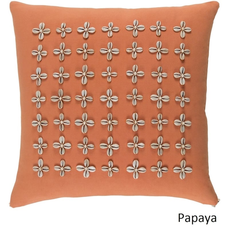 Decorative Rotorua 18-inch Feather Down or Poly Filled Throw Pillow - Down - Orange/Off-White
