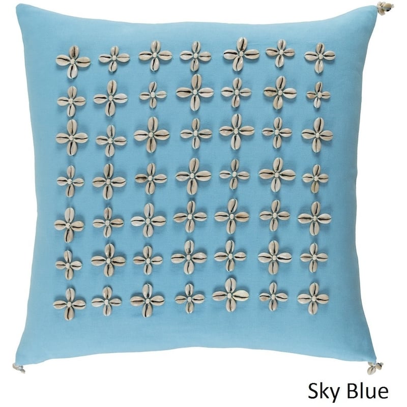 Decorative Rotorua 18-inch Feather Down or Poly Filled Throw Pillow - Down - Blue/Off-White