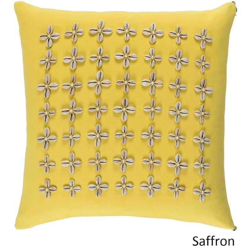 Decorative Rotorua 18-inch Feather Down or Poly Filled Throw Pillow - Down - Yellow/Off-White