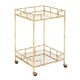 preview thumbnail 1 of 1, Gold Leaf Gold-tone Glass/Metal 2-shelf Square Mirror Mobile Bar Cart