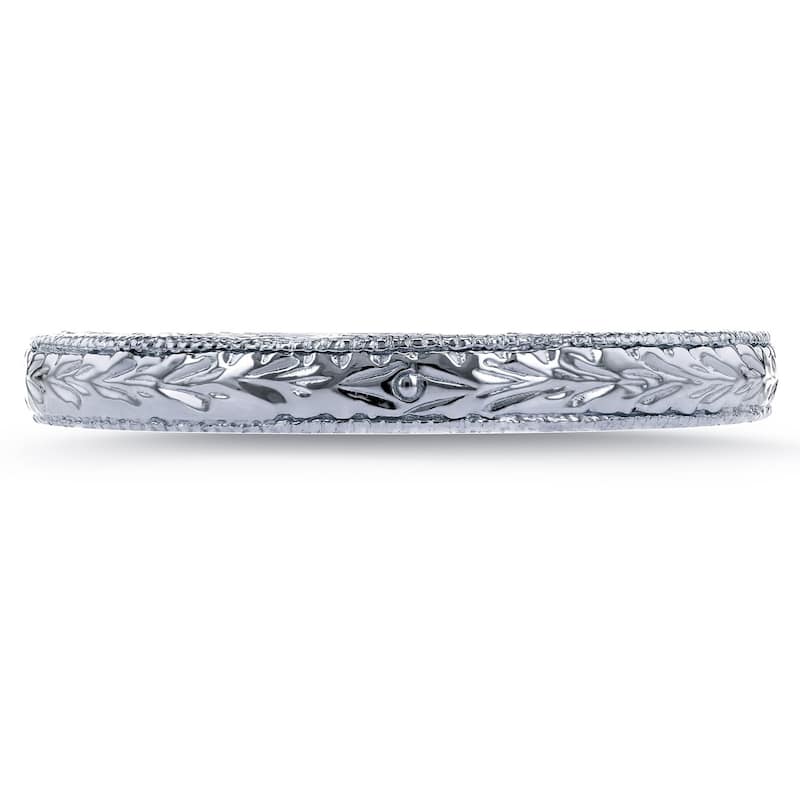 Annello by Kobelli 14k White Gold Antique Engravings Womens Wedding Band 2.5mm