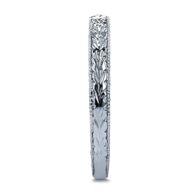 Annello by Kobelli 14k White Gold Antique Engravings Womens Wedding Band 2.5mm