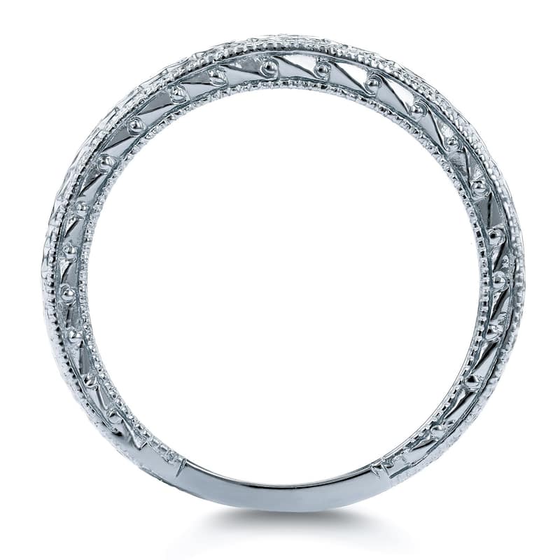 Annello by Kobelli 14k White Gold Antique Engravings Womens Wedding Band 2.5mm