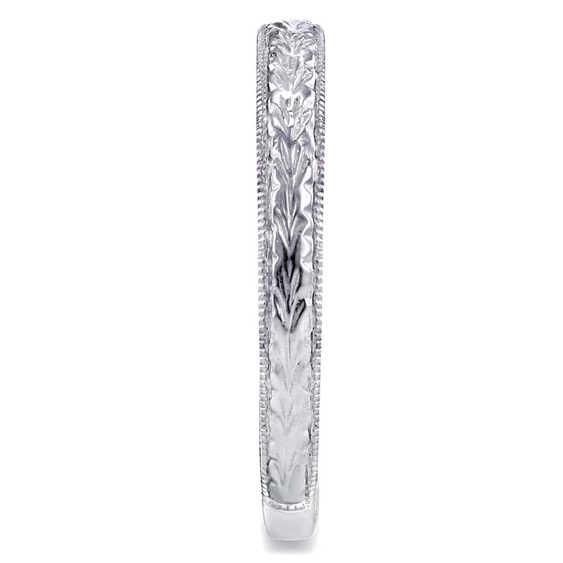 Annello by Kobelli 14k White Gold Antique Engravings Womens Wedding Band 2.5mm