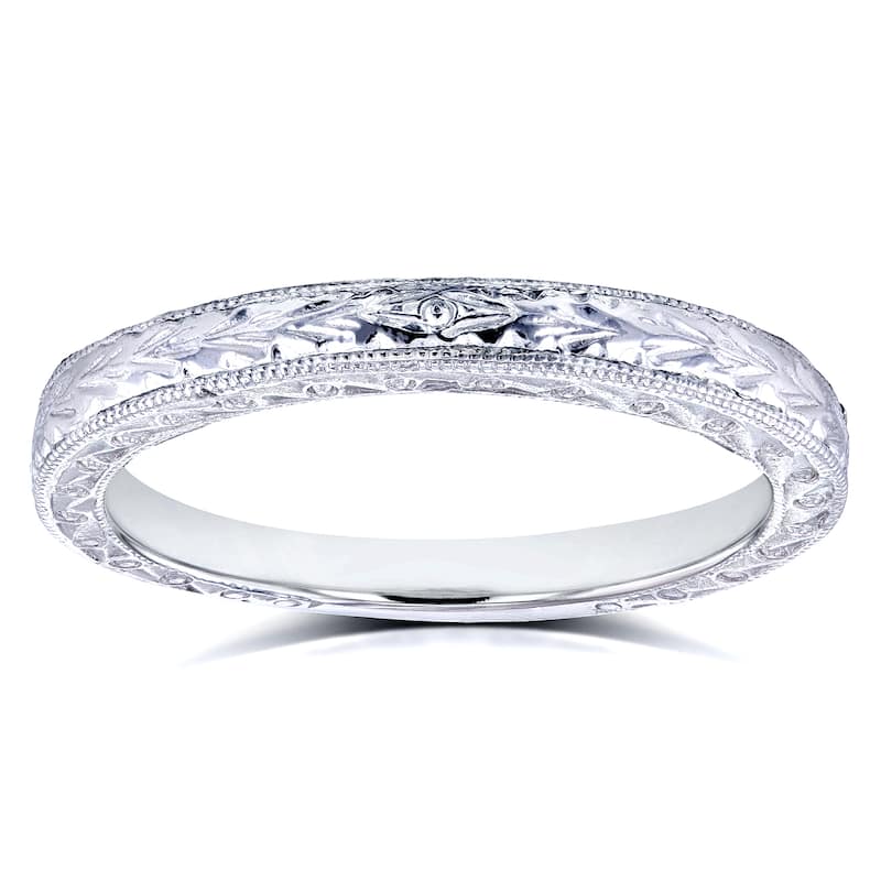 Annello by Kobelli 14k White Gold Antique Engravings Womens Wedding Band 2.5mm - 4