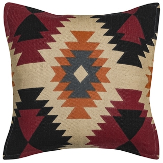 Rizzy Home Arden Loft Orange and Ivory Cotton Southwest Throw Pillow