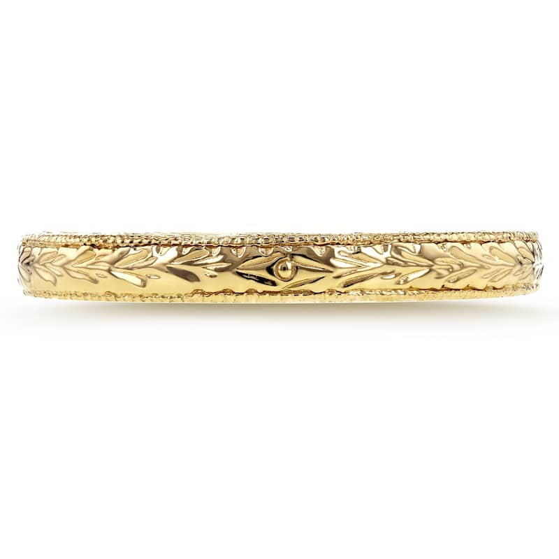 Annello by Kobelli 14k Yellow Gold Antique Engravings Womens Wedding Band 2.5 mm