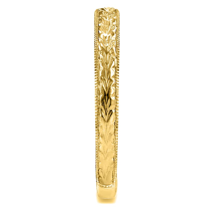 Annello by Kobelli 14k Yellow Gold Antique Engravings Womens Wedding Band 2.5 mm