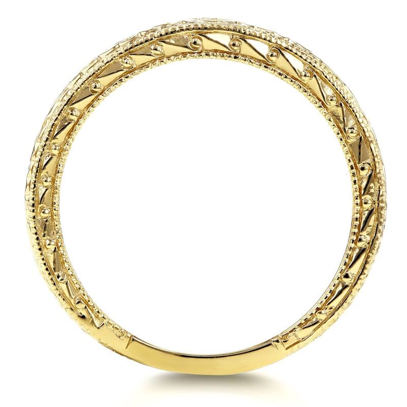 Annello by Kobelli 14k Yellow Gold Antique Engravings Womens Wedding Band 2.5 mm