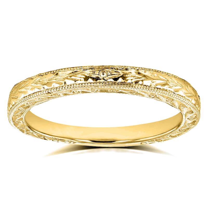 Annello by Kobelli 14k Yellow Gold Antique Engravings Womens Wedding Band 2.5 mm - 4