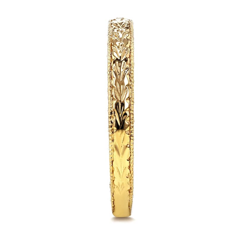 Annello by Kobelli 14k Yellow Gold Antique Engravings Womens Wedding Band 2.5 mm
