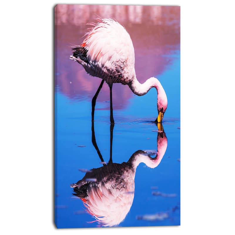 Designart "Beautiful Food Seeking Flamingo" Extra Large African Art Print