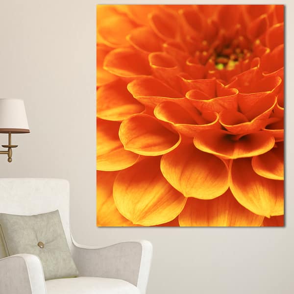 Designart 'Dark Abstract Yellow Flower Petals' Modern Floral Canvas Wall Art - 12 in. Wide x 20 in. High