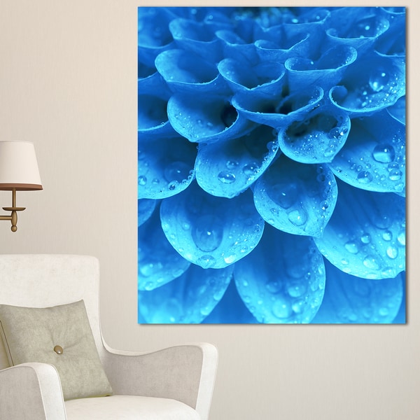 Designart 'Large Light Blue Flower and Petals' Modern Floral Canvas