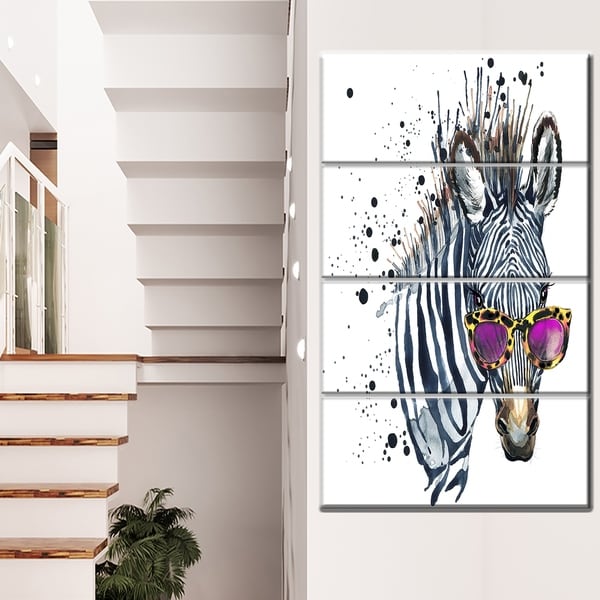 Designart 'Funny Zebra Watercolor' Extra Large Animal Artwork
