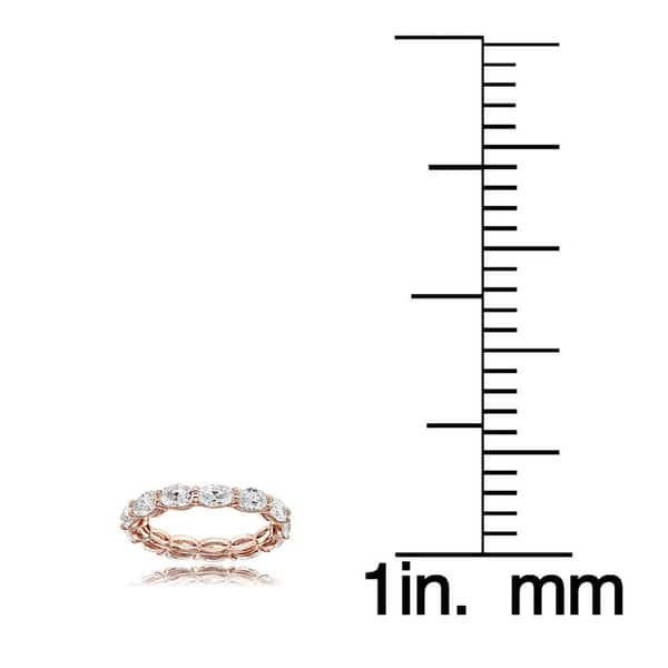 Hoops /& Loops Sterling Silver Cubic Zirconia 5x3mm Oval-Cut Eternity Band Ring