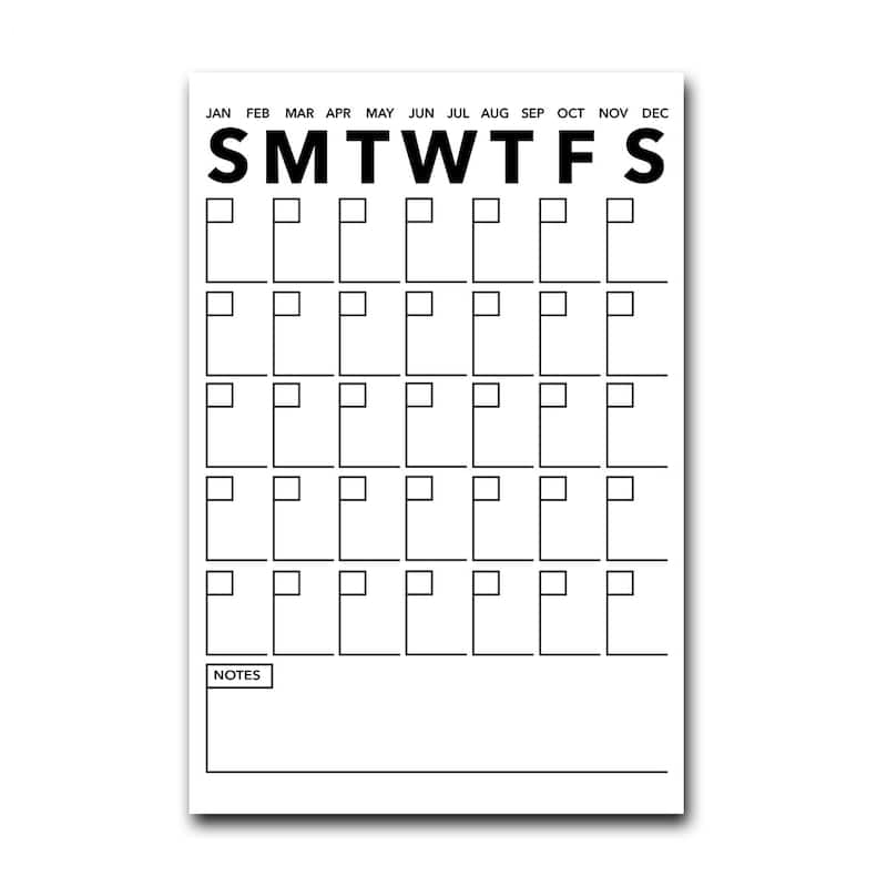 Ready2HangArt Modern Dry Erase Monthly Calendar on ArtPlexi
