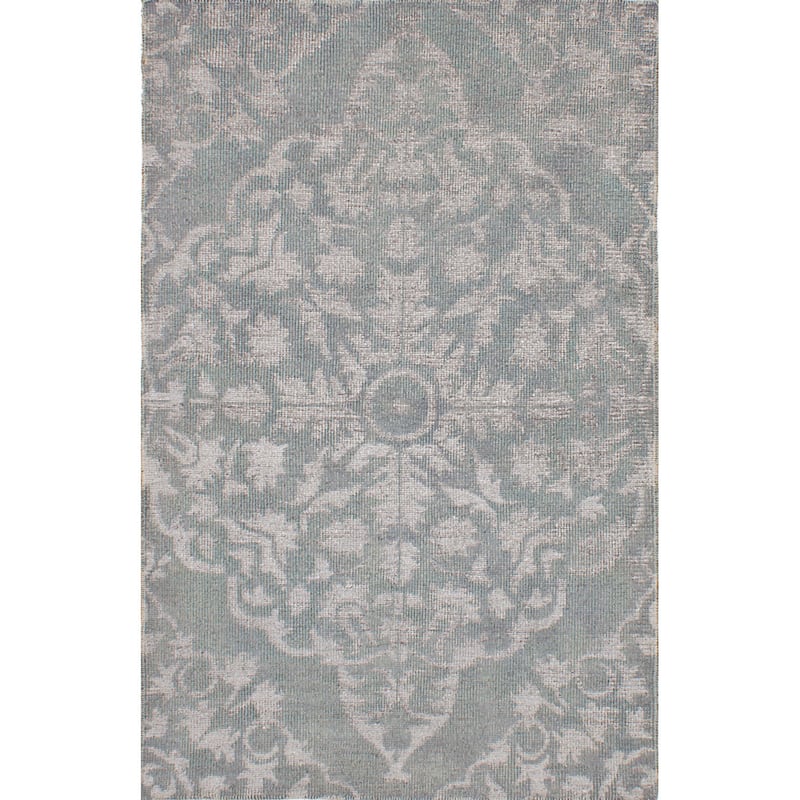 Hand-knotted La Seda Turquoise Silk, Wool Rug