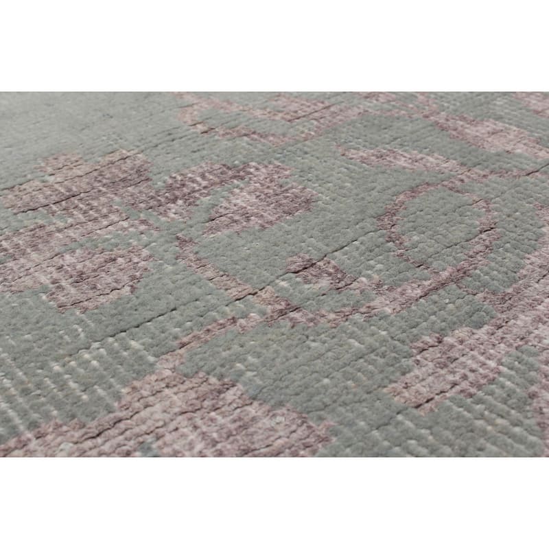 Hand-knotted La Seda Green Silk, Wool Rug