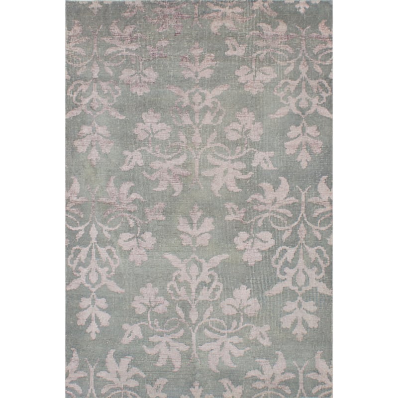 Hand-knotted La Seda Green Silk, Wool Rug - 5'4" x 8'0"/5'4" x 8' - Light Green