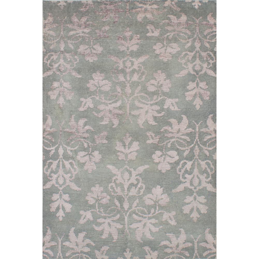 Hand-knotted La Seda Green Silk, Wool Rug