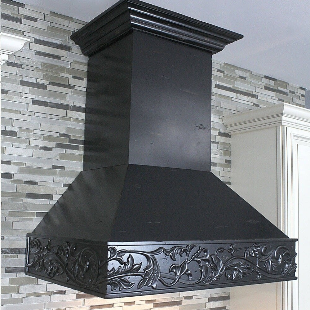 ZLINE 36 in. Wooden Wall Mount Range Hood in Antigua Black eBay
