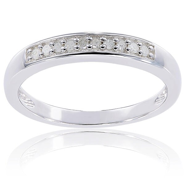 Miadora Sterling Silver 1/10ct TDW Diamond Ring (H-I, I2-I3)
