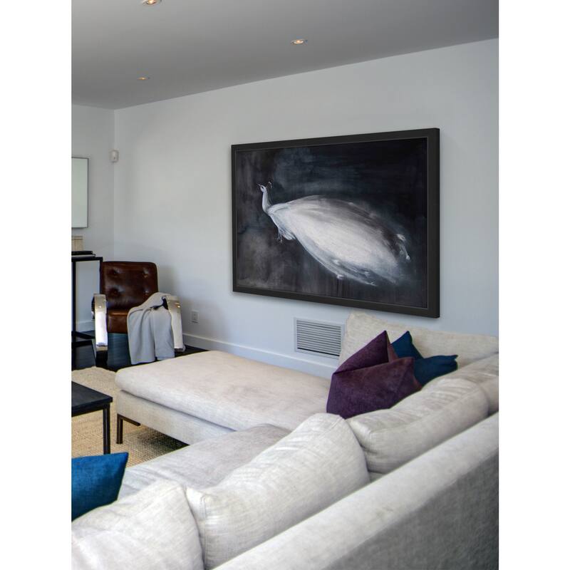 Marmont Hill - 'White Peacock' by Christine Lindstrom Framed Painting Print - Multi-Color