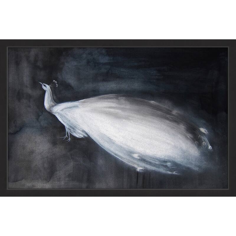 Marmont Hill - 'White Peacock' by Christine Lindstrom Framed Painting Print - Multi-Color