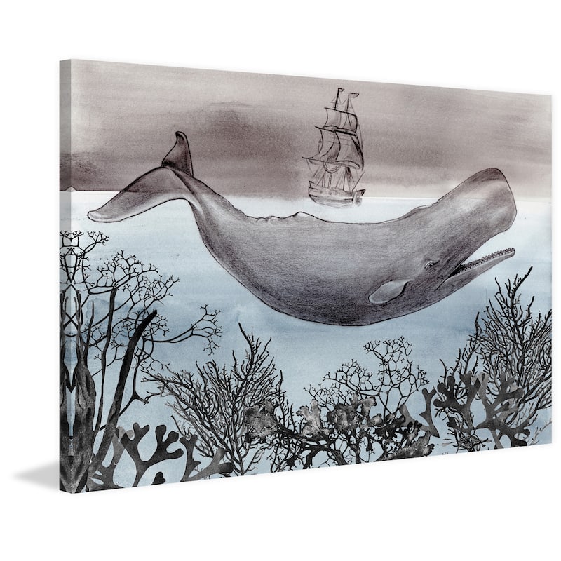 Marmont Hill - 'Whale Under' by Christine Lindstrom Painting Print on Wrapped Canvas - Multi-Color