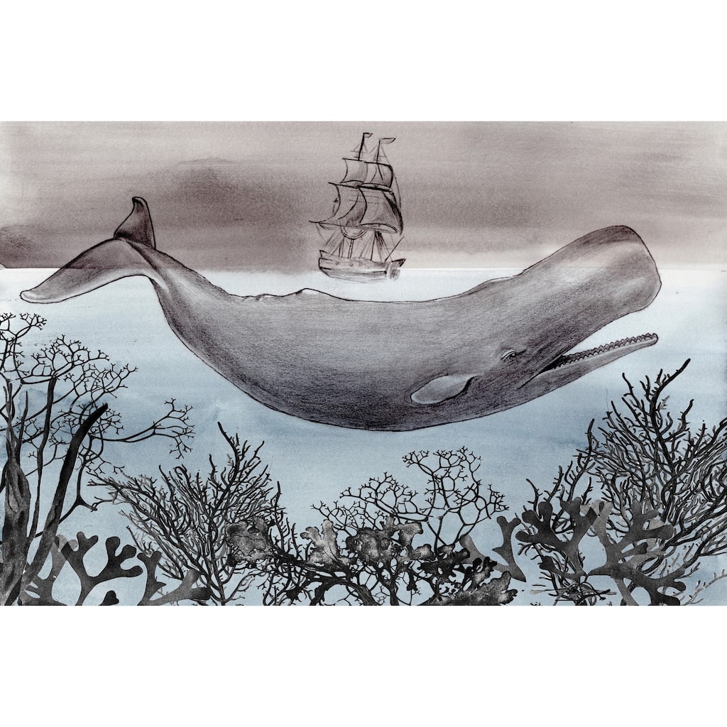 Marmont Hill - 'Whale Under' by Christine Lindstrom Painting Print on Wrapped Canvas - Multi-Color