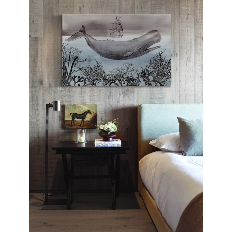 Marmont Hill - 'Whale Under' by Christine Lindstrom Painting Print on Wrapped Canvas - Multi-Color