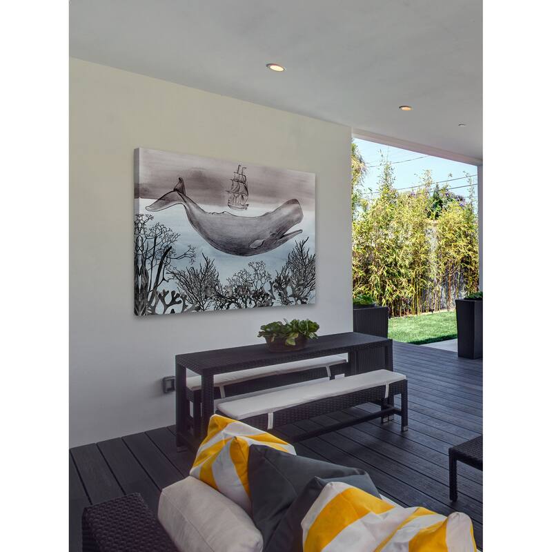 Marmont Hill - 'Whale Under' by Christine Lindstrom Painting Print on Wrapped Canvas - Multi-Color