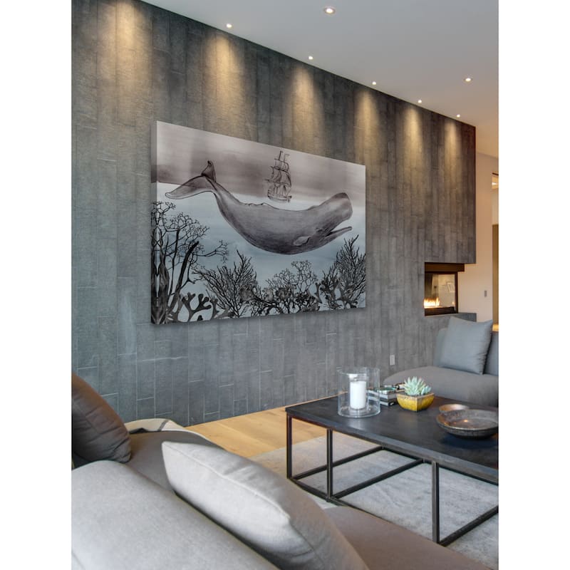Marmont Hill - 'Whale Under' by Christine Lindstrom Painting Print on Wrapped Canvas - Multi-Color