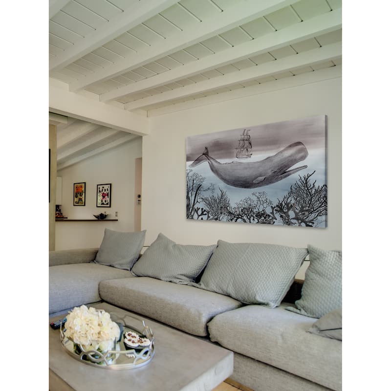 Marmont Hill - 'Whale Under' by Christine Lindstrom Painting Print on Wrapped Canvas - Multi-Color