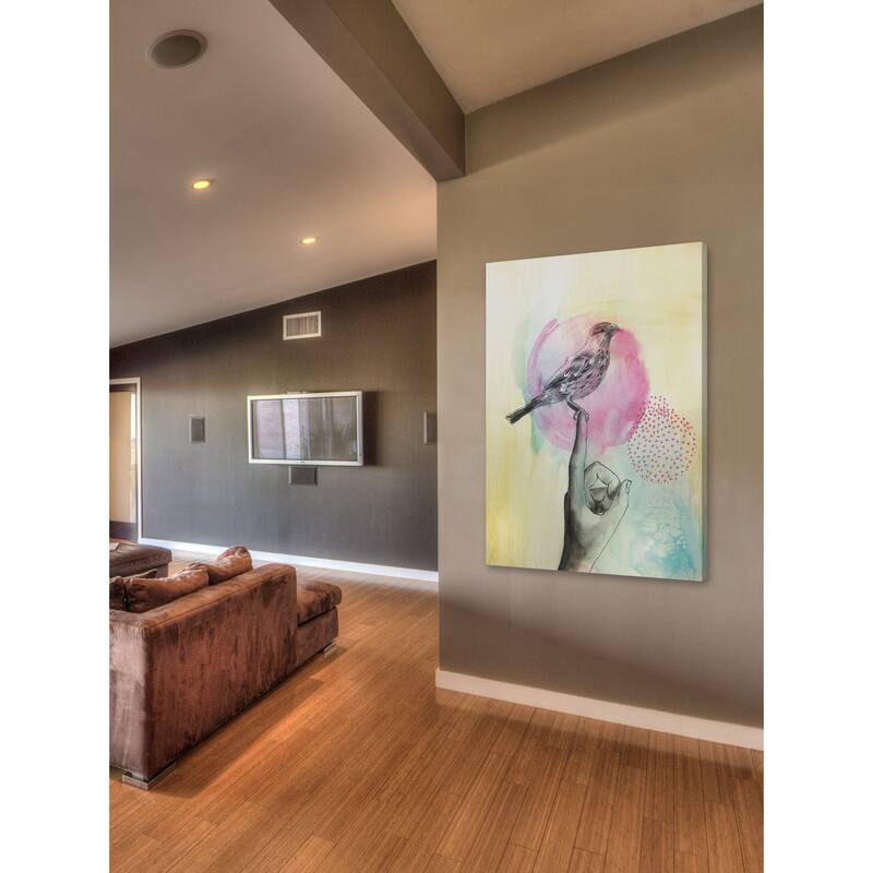 Marmont Hill - 'Bird Rest' by Christine Lindstrom Painting Print on Wrapped Canvas - Multi-Color