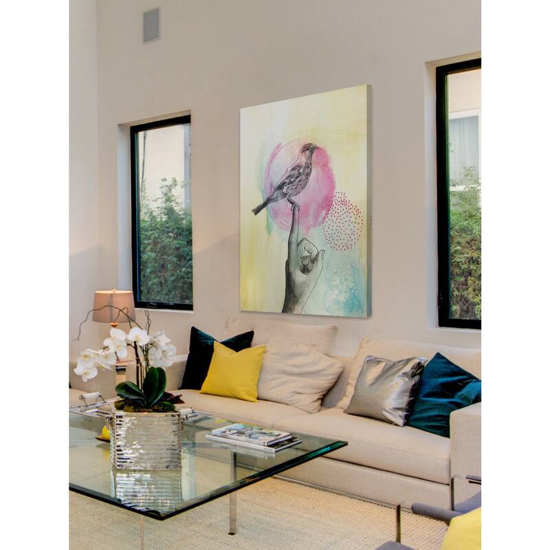 Marmont Hill - 'Bird Rest' by Christine Lindstrom Painting Print on Wrapped Canvas - Multi-Color